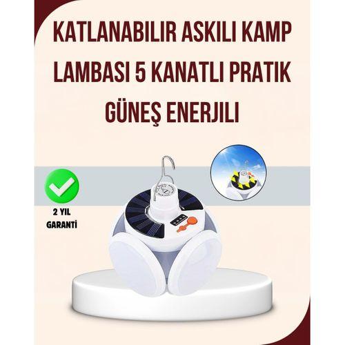 Katlanabilir Güneş Enerjili Led Kamp Lambası Usb Şarjlı