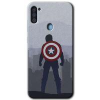 MRCİLETİSİM Samsung Galaxy A11 Kılıf Baskılı Kapak - Captain Avenger +Tam Kaplayan Mat Seramik