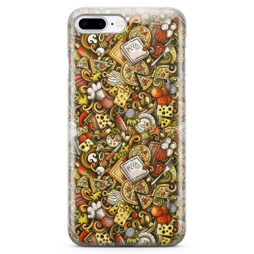 Apple iPhone 8 Plus Kılıf Doodle Restaurant Arka Kapak Koruma Desenli Full Koruyucu