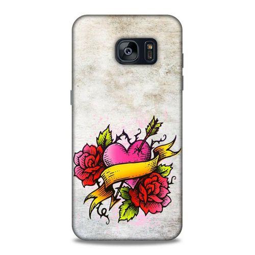 Lopard Samsung Galaxy S7 Edge Uyumlu Kılıf Tattoo's (12) Koruyucu Silikon Gri Pembe