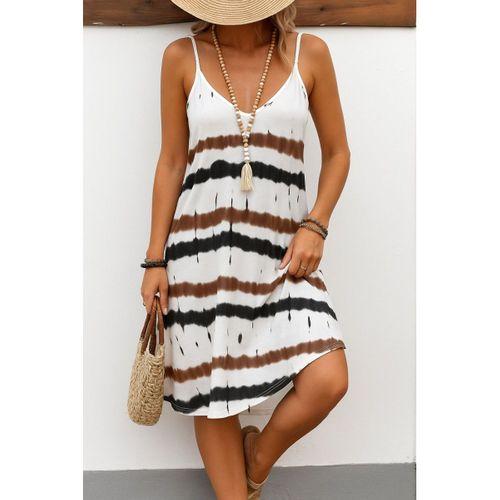 Kadın Ip Askılı V Yakalı Karışık Renkli Süprem Elbise