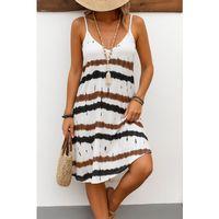 Kadın Ip Askılı V Yakalı Karışık Renkli Süprem Elbise