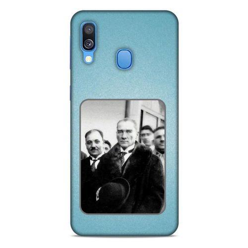 Samsung Galaxy A40 Kılıf Atatürk (34) Slim Armor Kılıf Açık Mavi