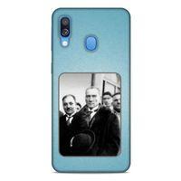 Samsung Galaxy A40 Kılıf Atatürk (34) Slim Armor Kılıf Açık Mavi