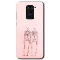 MRCİLETİSİM Xiaomi Redmi Note 9 Kılıf Baskılı Kapak - Yaşayan Çift + 5D Tam Kaplayan Cam