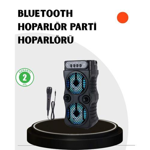 Bluetooth Bağlantılı Taşınabilir Hoparlör – Led Işıklı, Fm Radyolu, Mikrofon Girişli