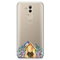 Huawei Mate 20 Lite Kılıf Suluboya Kuş Yuvası Arka Kapak Koruma Desenli Full Koruyucu