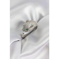 Jaguar Model Gümüş Renk Zirkon Taşlı Kadın Yüzük