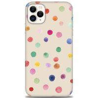 iPhone 11 Pro Max Kılıf HD Baskılı Kılıf - Renkli Puantiye + Tam Ekran Koruyucu