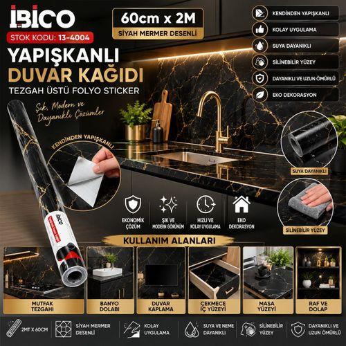 Siyah Mermer Desenli Kendinden Yapışkanlı Tezgah Folyosu 2m x 60cm