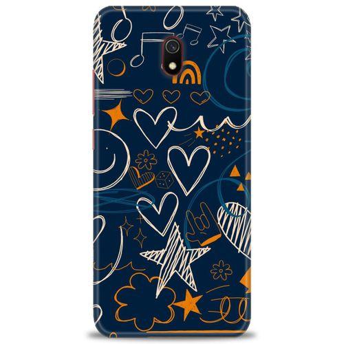 Xiaomi Redmi 8A Kılıf HD Baskılı Kılıf - Notalar ve Kalpler + Tam Ekran Koruyucu