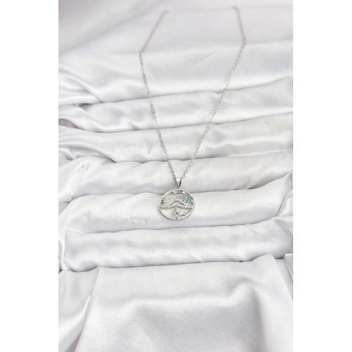 316L Çelik Zincir Gümüş Renk Şans Kolyesi Model Zirkon Taşlı Kadın Kolye