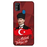 Samsung Galaxy M30s Kılıf Atatürk (43) Thin Fit Kılıf Kırmızı Mozaik