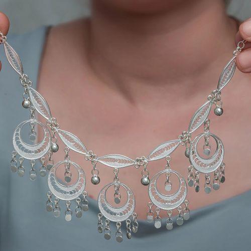 Gümüş Ay Dansı Telkari Kadın Kolye