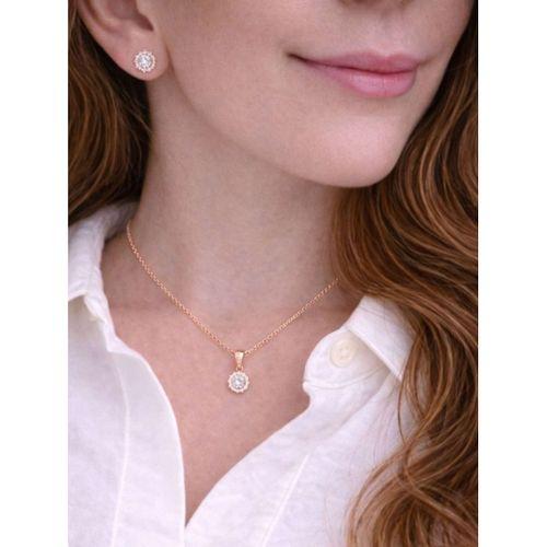 Rose Gold Zirkon Taşlı Kadın Kolye Küpe Seti