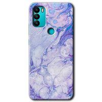 MRCİLETİSİM General Mobile GM 21 Plus Kılıf HD Desen Baskılı Arka Kapak + Temperli Cam - Spots Lilac