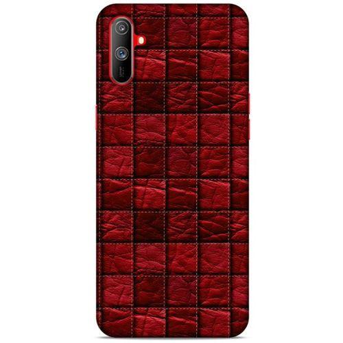 Oppo Realme C3 Kılıf Patchwork (12) Koruyucu Silikon Kırmızı Bordo