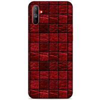 Oppo Realme C3 Kılıf Patchwork (12) Koruyucu Silikon Kırmızı Bordo
