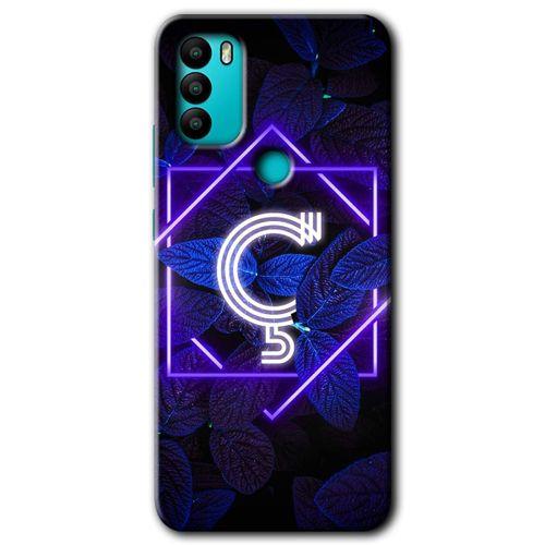 MRCİLETİSİM General Mobile GM 21 Plus Kılıf HD Desen Baskı Arka Kapak+Temperli Cam-Dark Neon Yaprak Ç Harfi