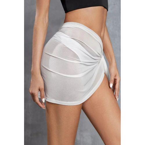 Kadın Beyaz Transparan Belden Bağlamalı Pareo