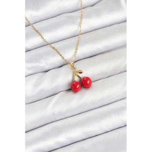 316L Çelik Zincir Gold Renk Kiraz Model Kadın Kolye