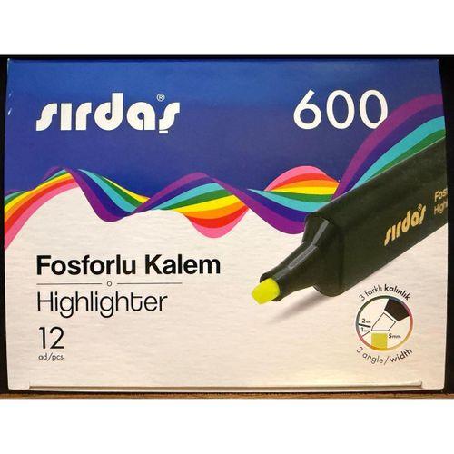 Sırdaş Fosforlu Kalem 12'li Paket Sarı 600