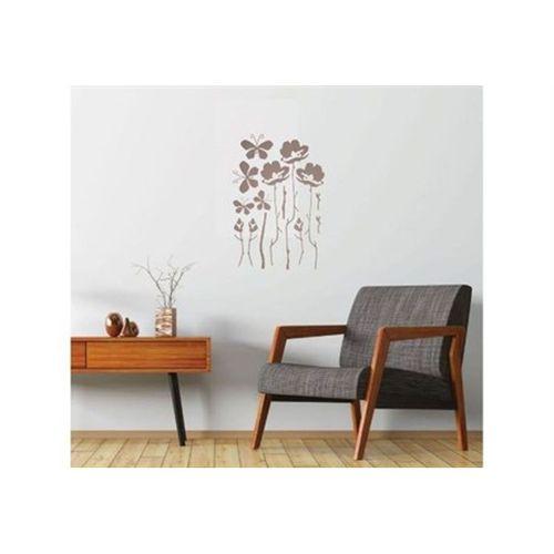 Duvar Süsü (Sticker) Gri Çiçekli Şeffaf Filmli Pvc 48X33X0,5Cm
