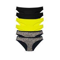 6 Adet Likralı Kadın Slip Külot Leopar Siyah Sarı