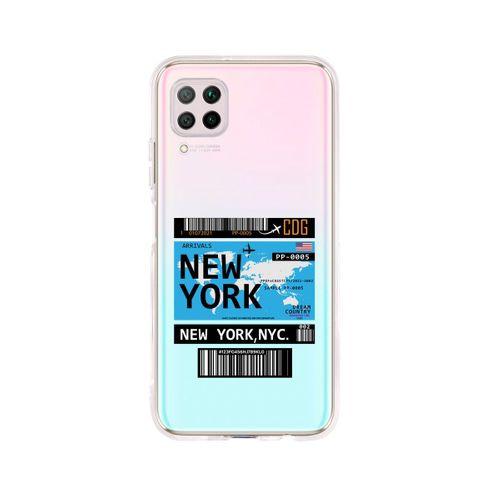 Huawei P40 Lite New York Desenli Premium Şeffaf Silikon Kılıf