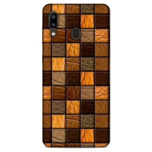 Samsung Galaxy A20 Kılıf Patchwork (32) Soft Silikon Kılıf Turuncu Kahve