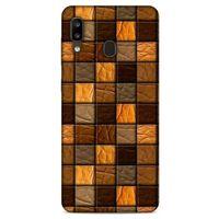 Samsung Galaxy A20 Kılıf Patchwork (32) Soft Silikon Kılıf Turuncu Kahve