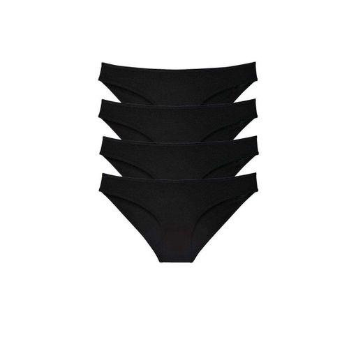4 Adet Süper Eko Set Likralı Kadın Slip Külot Siyah