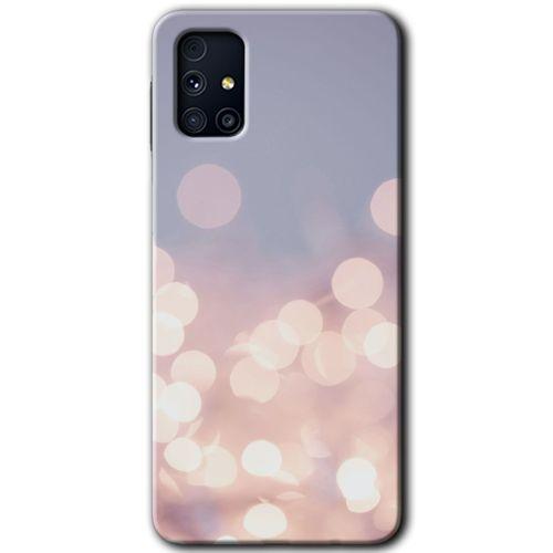 MRCİLETİSİM Samsung Galaxy M31s Kılıf Baskılı Kapak - Blur Lights + 5D Tam Kaplayan Cam