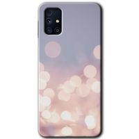 MRCİLETİSİM Samsung Galaxy M31s Kılıf Baskılı Kapak - Blur Lights + 5D Tam Kaplayan Cam