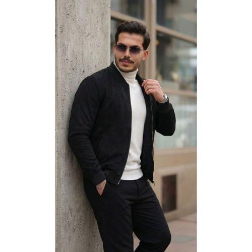 Erkek Scuba Süet Kumaş Bomber Hırka