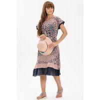 Kısa Kol Vual Defne Midi Boy Yazlık Otantik Elbise Somon 6028