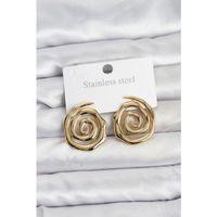 316L Çelik Gold Renk Sarmal Model Kadın Küpe