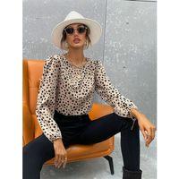 Kadın Uzun Kollu Bisiklet Yaka Desenli Bluz