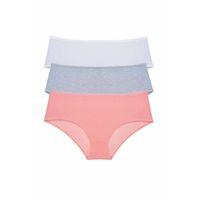 3 Adet Kadın Yüksek Bel Bato Külot Beyaz Gri Pudra