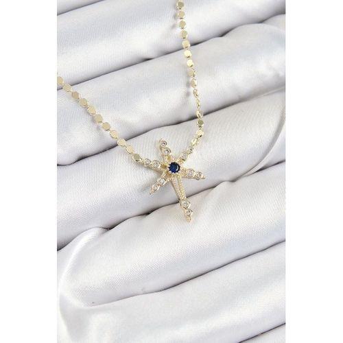 Pirinç Zirkon Taşlı Kutup Yıldızı Model Ezme Zincir Gold Renk Kadın Kolye