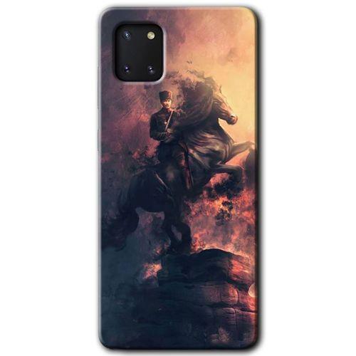 MRCİLETİSİM Samsung Galaxy A81 Kılıf Baskılı Kapak - Atatürk Portre +Tam Ekran Koruyucu