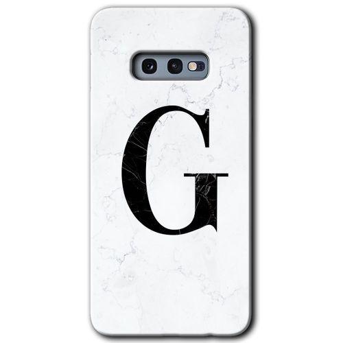 Samsung Galaxy S10e Kılıf HD Desen Baskılı Arka Kapak - Beyaz Mermer Desenli G Harfi
