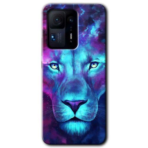 Mi Mix 4 Kılıf HD Desen Baskılı Arka Kapak - Neon Lion + Kırılmaz Cam