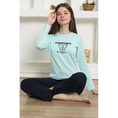Kız Çocuk Penye Pijama Takım Su Yeşili