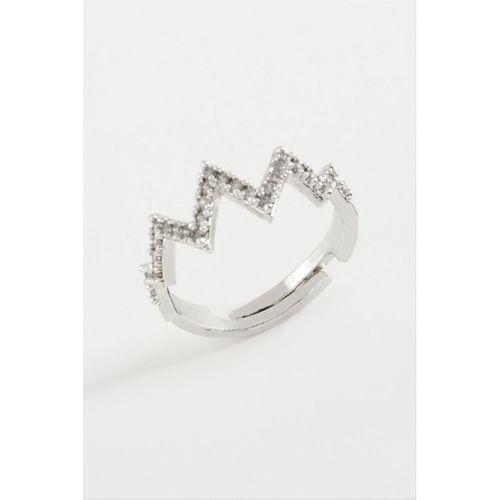 Zikzak Taşlı Metal Yüzük