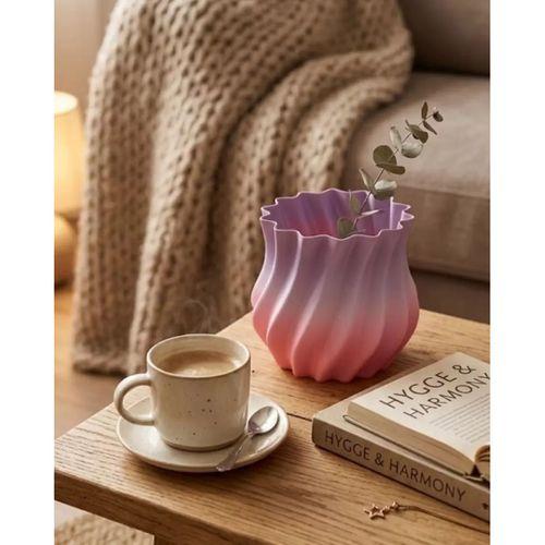 3d Kıvrımlı Pembe Lila Vazo Modern Dekoratif Şık Ev Aksesuarı