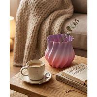 3d Kıvrımlı Pembe Lila Vazo Modern Dekoratif Şık Ev Aksesuarı