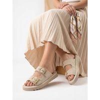 Yazlık Kadın Bej İnce Taban Tokalı Terlik