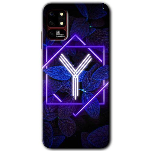 Reeder S19 Max Kılıf HD Desen Baskılı Arka Kapak - Dark Neon Yaprak Y Harfi