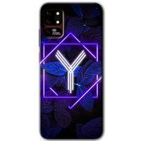 Reeder S19 Max Kılıf HD Desen Baskılı Arka Kapak - Dark Neon Yaprak Y Harfi